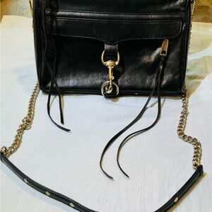 Black Leather Chain Strap Bag